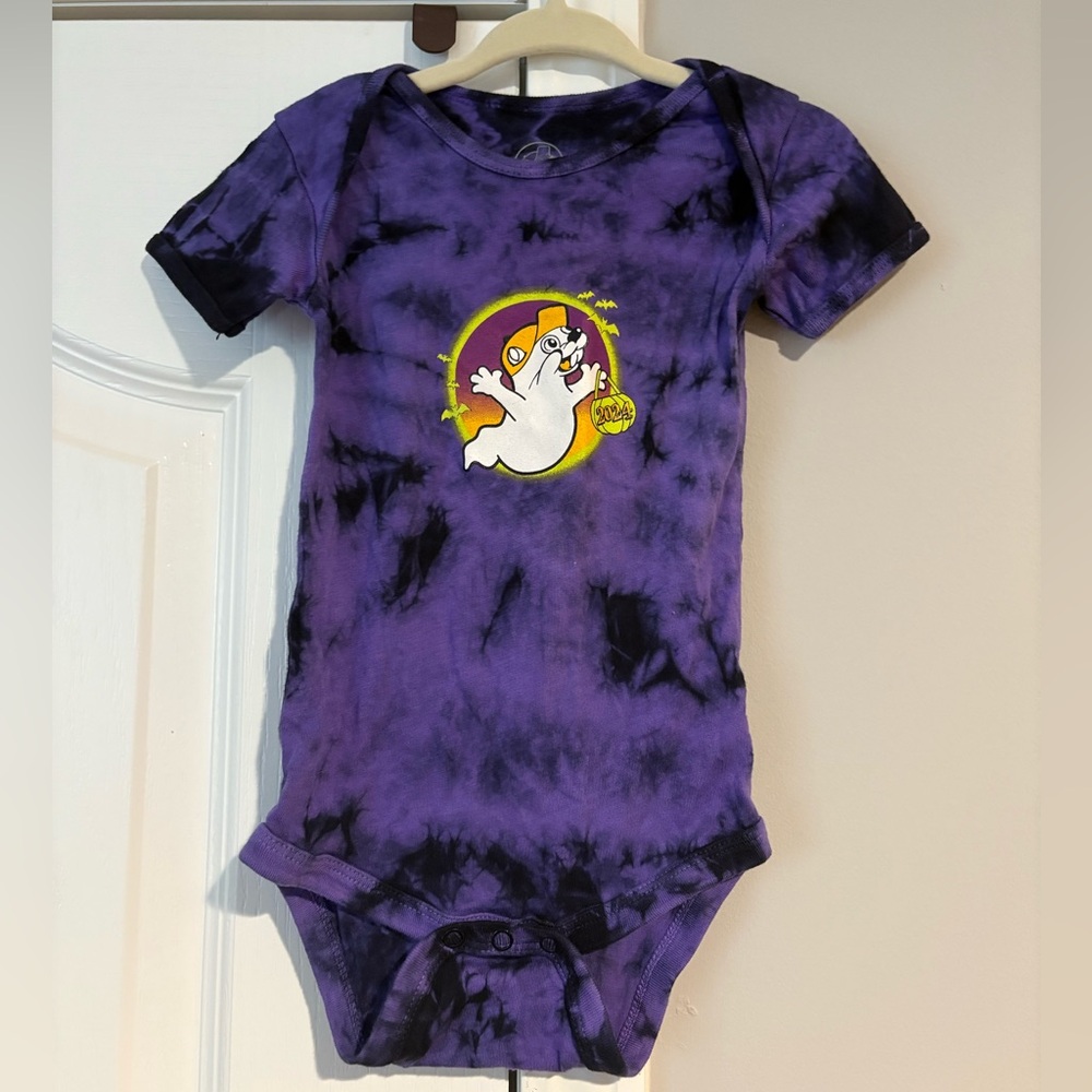 Buc-ees 2024 Halloween Infant Baby Bodysuit 12 Months Glows In The Dark Hey Boo